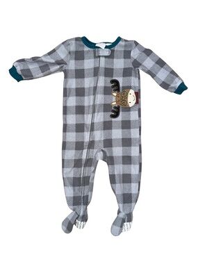 Koala Kids Grey Plaid Moose Footed One-Piece
